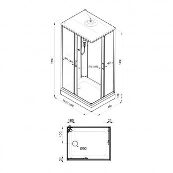 Душевая кабина Квадро 120*80 А Полосы, ДН4
