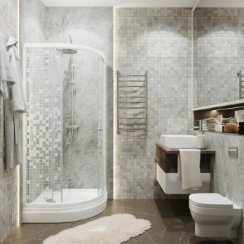 Душевое ограждение Стандарт 90 А низкий поддон (градиент, мозаика,полосы)