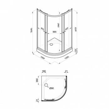 Душевое ограждение Стандарт 100 А низкий поддон (градиент, мозаика,полосы)