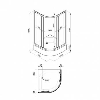 Душевое ограждение Стандарт 100 В средний поддон (градиент, мозаика, полосы)
