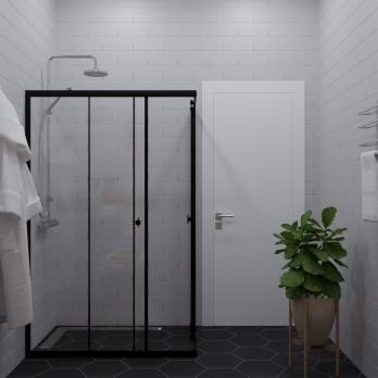 Душевое ограждение (без поддона) Вента-Блэк 100х80, прямоугольник