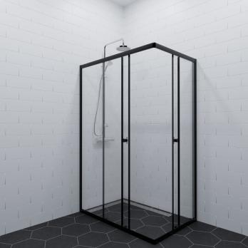 Душевое ограждение (без поддона) Вента-Блэк 100х80, прямоугольник