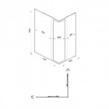 Душевое ограждение (без поддона) Вента-Хром 120х90, прямоугольник