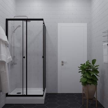 Душевое ограждение Вента-Блэк 90х90, квадрат, низкий поддон