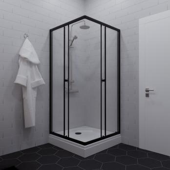 Душевое ограждение Вента-Блэк 90х90, квадрат, низкий поддон