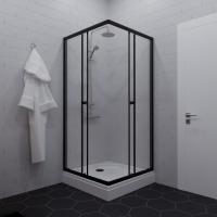 Душевое ограждение Вента-Блэк 100х100, квадрат, низкий поддон