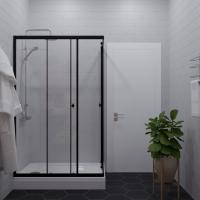Душевое ограждение Вента-Блэк 100х80, прямоугольник. низкий поддон
