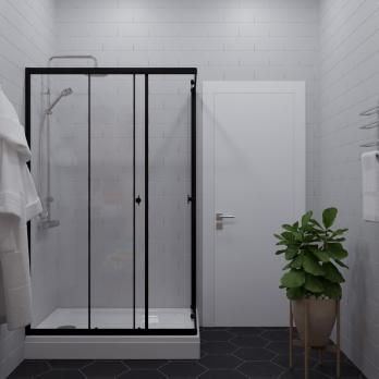 Душевое ограждение Вента-Блэк 100х80, прямоугольник. низкий поддон