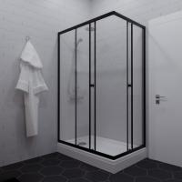 Душевое ограждение Вента-Блэк 120х80, прямоугольник. низкий поддон