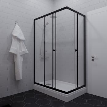 Душевое ограждение Вента-Блэк 120х80, прямоугольник. низкий поддон