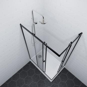 Душевое ограждение Вента-Блэк 120х80, прямоугольник. низкий поддон