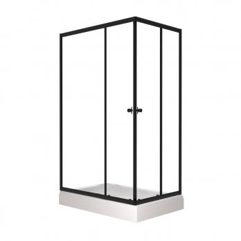 Душевое ограждение Вента-Блэк 120х80, прямоугольник. низкий поддон