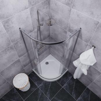 Душевое ограждение Альфа-Хром 80х80, полукруг, низкий поддон