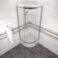 Душевое ограждение Альфа-Хром 80х80 В, полукруг, средн. подд.