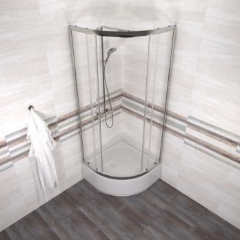 Душевое ограждение Альфа-Хром 80х80 В, полукруг, средн. подд.