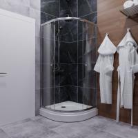 Душевое ограждение Альфа-Хром 90х90, полукруг, низкий поддон