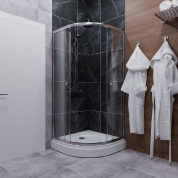 Душевое ограждение Альфа-Хром 90х90, полукруг, низкий поддон