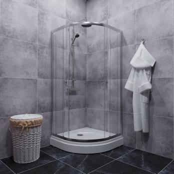 Душевое ограждение Альфа-Хром 90х90, полукруг, низкий поддон