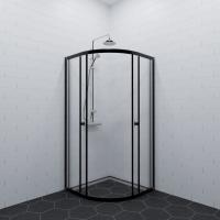 Душевое ограждение (без поддона) Альфа-Блэк 90х90, полукруг