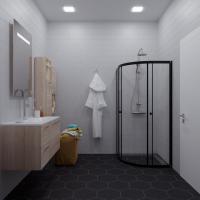 Душевое ограждение (без поддона) Альфа-Блэк 90х90, полукруг