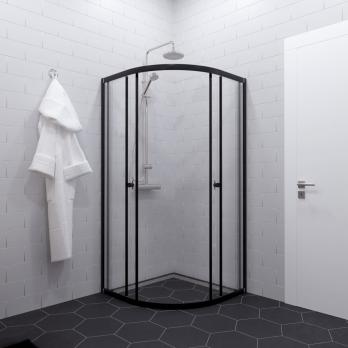 Душевое ограждение (без поддона) Альфа-Блэк 90х90, полукруг