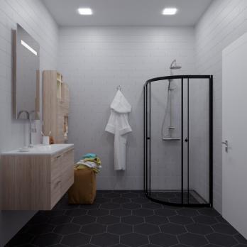 Душевое ограждение (без поддона) Альфа-Блэк 90х90, полукруг