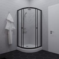 Душевое ограждение Альфа-Блэк 90х90, полукруг, низкий поддон