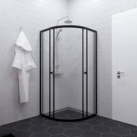 Душевое ограждение (без поддона) Альфа-Блэк 100х100, полукруг