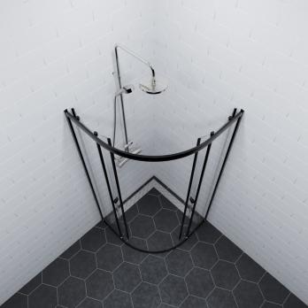 Душевое ограждение (без поддона) Альфа-Блэк 100х100, полукруг