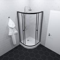 Душевое ограждение Альфа-Блэк 100х100, полукруг, низкий поддон