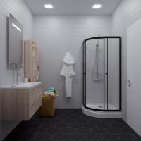 Душевое ограждение Альфа-Блэк 100х100, полукруг, низкий поддон