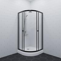 Душевое ограждение Альфа-Блэк 100х100, полукруг, низкий поддон