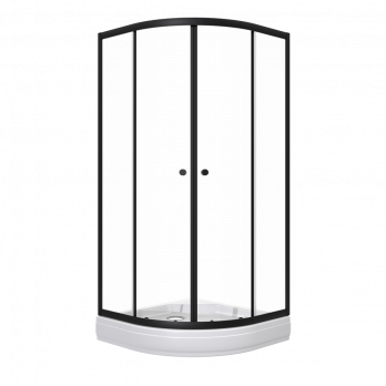 Душевое ограждение Альфа-Блэк 100х100, полукруг, низкий поддон