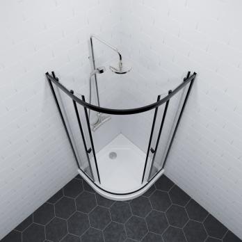 Душевое ограждение Альфа-Блэк 100х100, полукруг, низкий поддон