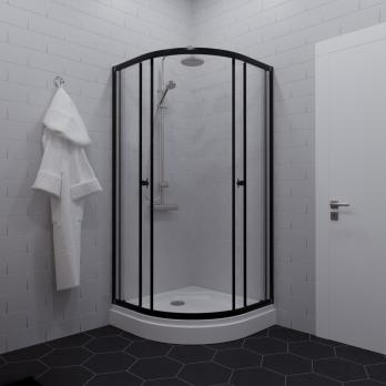 Душевое ограждение Альфа-Блэк 100х100, полукруг, низкий поддон