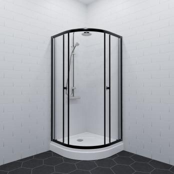 Душевое ограждение Альфа-Блэк 100х100, полукруг, низкий поддон