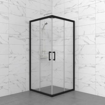 Душевое ограждение (без поддона) Фикс-Блэк 100*100, квадрат