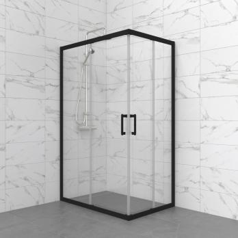Душевое ограждение (без поддона) Фикс-Блэк 120*80, прямоугольник