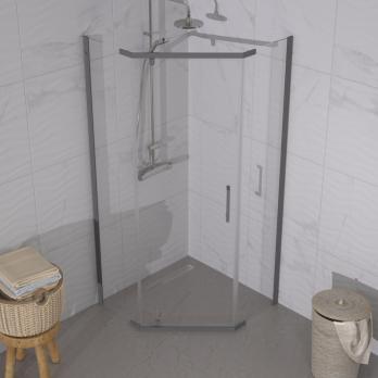 Душевое ограждение (без поддона) Дека-Графит, 90х90, пятиугольник