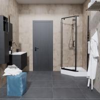 Душевое ограждение Дека-Блэк, 100х100, пятиугольник низкий поддон