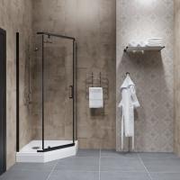 Душевое ограждение Дека-Блэк, 100х100, пятиугольник низкий поддон