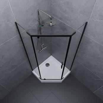 Душевое ограждение Дека-Блэк, 100х100, пятиугольник низкий поддон