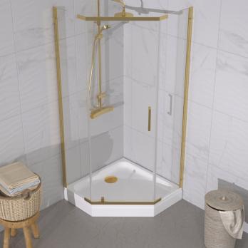 Душевое ограждение Дека-Голд, 100х100, пятиугольник низкий поддон