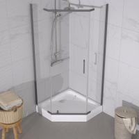 Душевое ограждение Дека-Графит, 100х100, пятиугольник низкий поддон