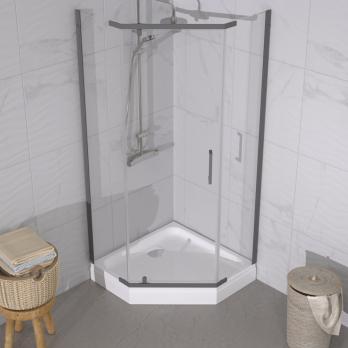 Душевое ограждение Дека-Графит, 100х100, пятиугольник низкий поддон