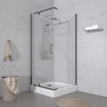 Душевое ограждение Терра-Графит, 90х90, квадрат низкий поддон