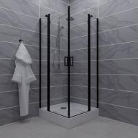 Душевое ограждение Тау-Блэк, 90х90, квадрат подд