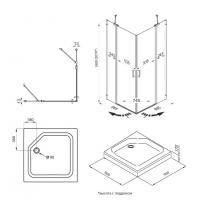 Душевое ограждение Тау-Блэк, 90х90, квадрат подд