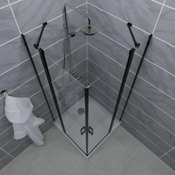 Душевое ограждение Тау-Блэк, 90х90, квадрат подд
