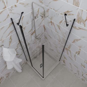 Душевое ограждение (без поддона) Йота-Блэк, 90х90, квадрат